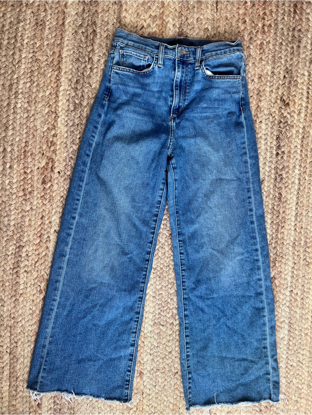 Joe's Jeans Women's Blue Wide Leg Jeans with Raw Frayed Hem